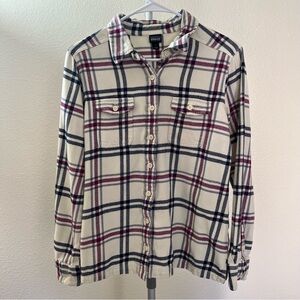 PATAGONIA Long Sleeve Fjord Flannel Shirt Plaid Collar Organic Cotton Size 4